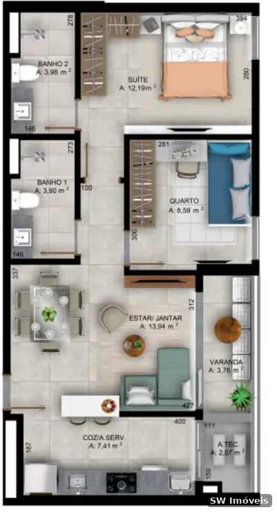 Apartamento com 2 quartos à venda — foto 3
